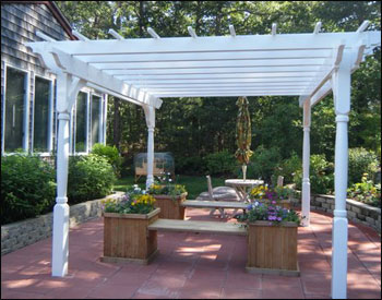 10 x 12 Vinyl 2 Beam Pergola With  Decorative Posts