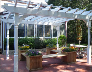 10 x 12 Vinyl 2 Beam Pergola With  Decorative Posts