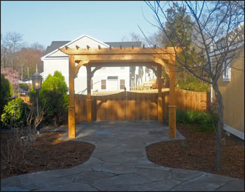 12 X 12 Cedar 4-Beam Pergola shown with 12" Top Runner Spacing and Clear Stain/Sealer