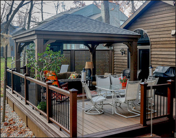  12 x 14 Rough Cut Cedar Ramada shown with 8x8 posts and customer supplied shingles and stain.