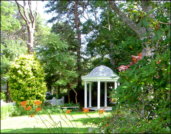 8’ Vinyl Hexagon Belle Gazebo Shown with National Blue Asphalt Shingles and Optional 40" Copper Finial