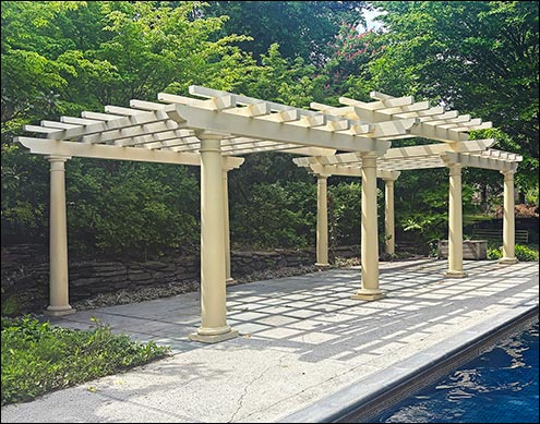 16 x 46 Custom 3-Tier Solace Pergola with customer-supplied stain