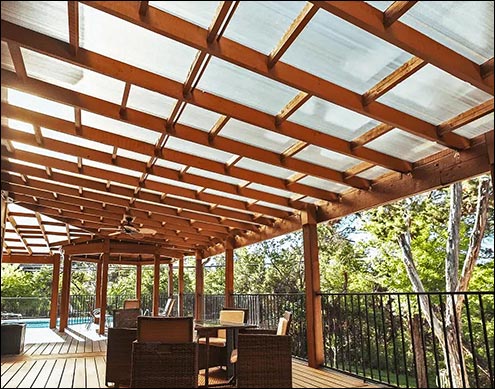 Standard Pergola Cover shown in White. Covers available in 3 Colors: Clear, White, and Bronze.