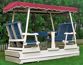 Poly Glider shown with Blue Accents, White Frame, and Burgundy Canopy