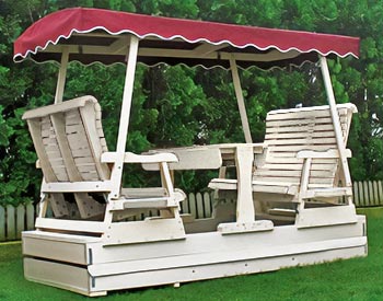 Poly Glider shown with White Accents, White Frame, and Burgundy Canopy
