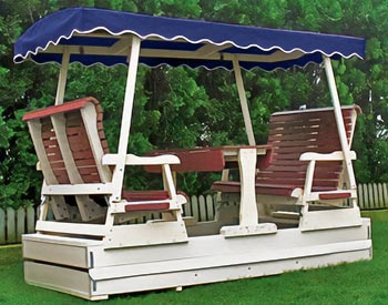 Poly Glider shown with Blue Canopy, White Frame, and Burgundy Accents