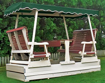 Poly Glider shown with Green Canopy, White Frame, and Burgundy Accents