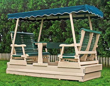 Poly Lumber Biscayne Glider shown with Almond Frame