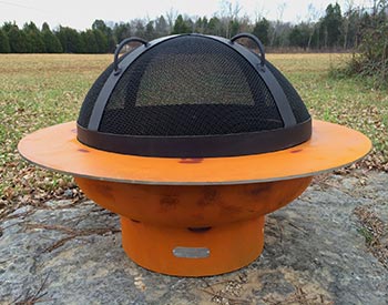 Spark Guard shown on a Fire Pit from the Side