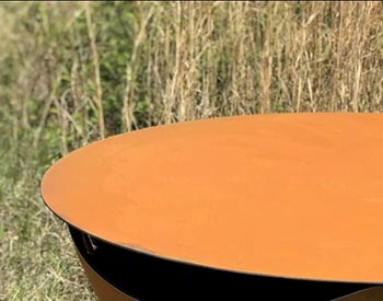 Steel Table Top Lid Shown in a Closeup.
