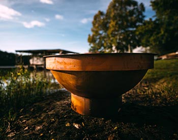 Steel Table Top Lid Shown on a Firepit.