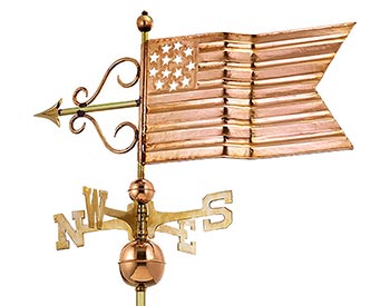 15" Polished Copper Flag Weathervane