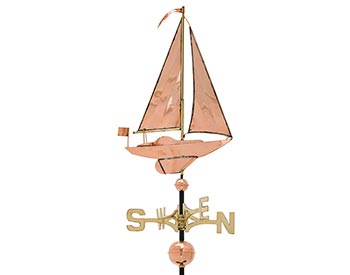 49" Polished Copper Sailboat Weathervane