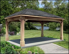 Rustic Cedar Single Roof Open Rectangle Gazebos