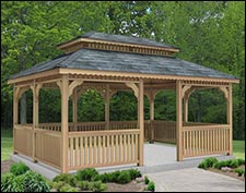 Red Cedar Rectangle Double Roof Gazebos