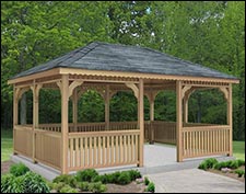 Red Cedar Rectangle Single Roof Gazebos