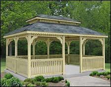 Treated Pine Rectangle Double Roof Gazebos