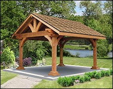 Rough Cut Cedar Gable Roof Open Rectangle Gazebos