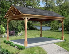 Red Cedar Open Rectangle Gable Roof Gazebos