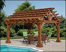 Rustic Red Cedar Georgian Open Rectangle Gazebo