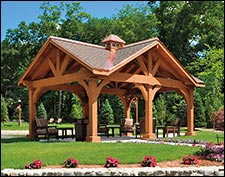 Rustic Red Cedar Grand Bay Open Rectangle Gazebo