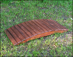 White Cedar Stained Arched Plank Bridge