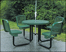 36" Round Metal Picnic Table w/ Attached Chairs