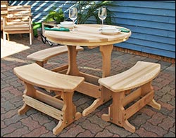 Red Cedar Round Trestle Picnic Table Set