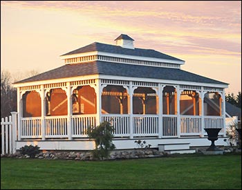 Vinyl Double Roof Rectangle Gazebos