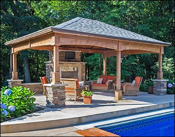 Red Cedar Single Roof Open Rectangle Gazebos with Metal Roof | Gazebos ...