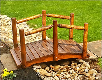 White Cedar Stained Single Rail Bridge