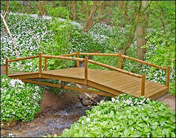 Treated Pine Log Rail Bridge w/White Cedar Posts & Railing