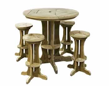 Treated Pine Star Design Pub Table w/4 Pub Stools