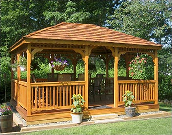 Red Cedar Single Roof Rectangle Gazebos