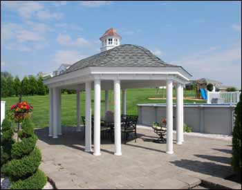Vinyl Belle Roof Elongated Hexagon Gazebos