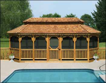 Treated Pine Double Roof Oval Gazebos