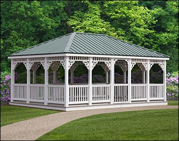 Vinyl Single Roof Rectangle Gazebos