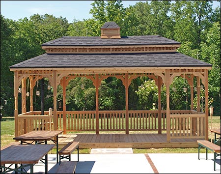 Red Cedar Double Roof Rectangle Gazebos