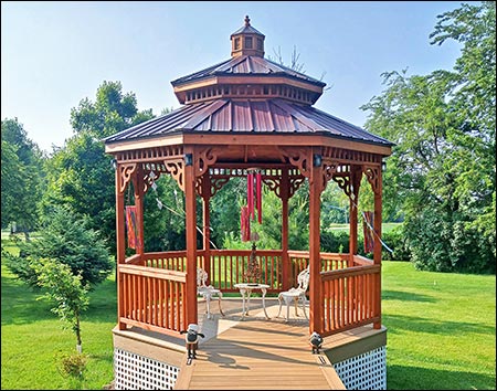 Red Cedar Double Roof Octagon Gazebos