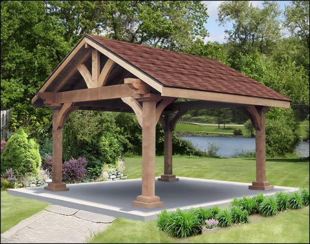 12' x 16' Rustic Hemlock Gable Ramada shown with Rustic Cedar Asphalt Shingles.