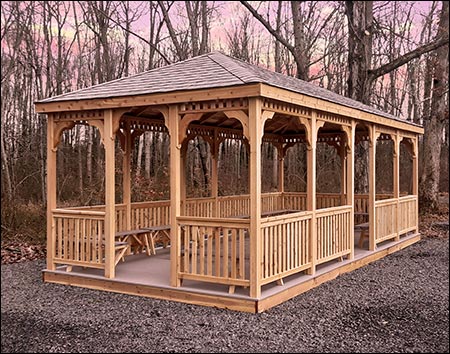 Red Cedar Single Roof Rectangle Gazebos