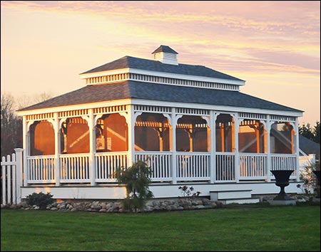 Vinyl Double Roof Rectangle Gazebos