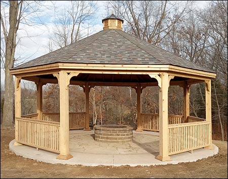 Red Cedar Single Roof Octagon Gazebos