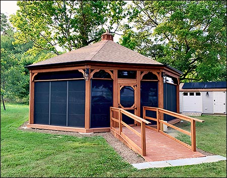 Red Cedar Single Roof Octagon Gazebos