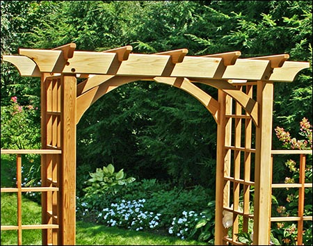 Red Cedar Canterbury Arbor w/Bench & 2 Wings