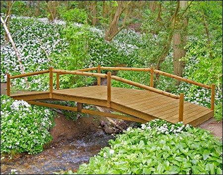 Treated Pine Log Rail Bridge w/White Cedar Posts & Railing