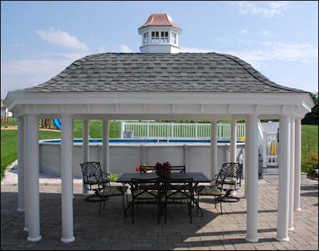 Vinyl Belle Roof Elongated Hexagon Gazebos