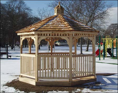 Red Cedar Single Roof Octagon Gazebos