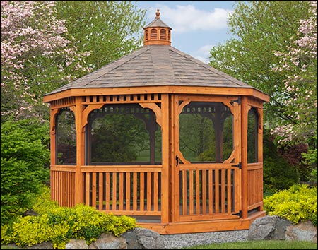 Red Cedar Single Roof Octagon Gazebos