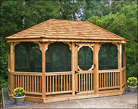 Red Cedar Single Roof Oval Gazebos